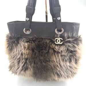 Chanel Paris Biarritz Calfskin Fantasy Faux Fur Shopper Tote Series 14 Authentic